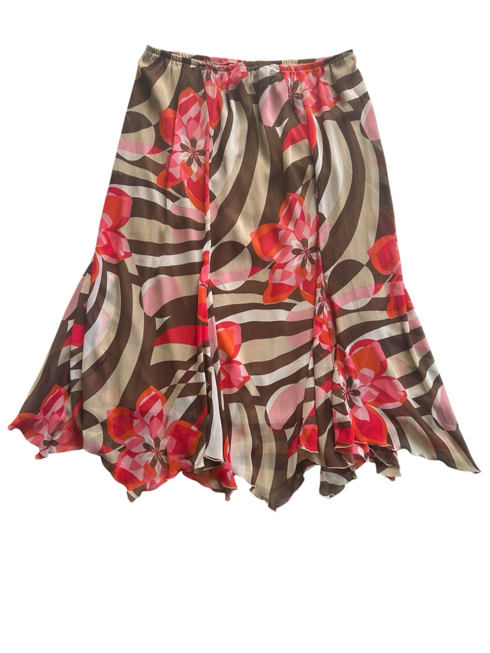 Y2K Whimsigoth Boho Chic Coastal Cowgirl Handkerchief Hem Midi Skirt Size M NWT